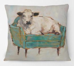 CushionDecorative Pillow Hand Painting Animal Cow in bank Couch Cushion Covers Home Decoratieve moderne kunst casecushionDecorative4122334