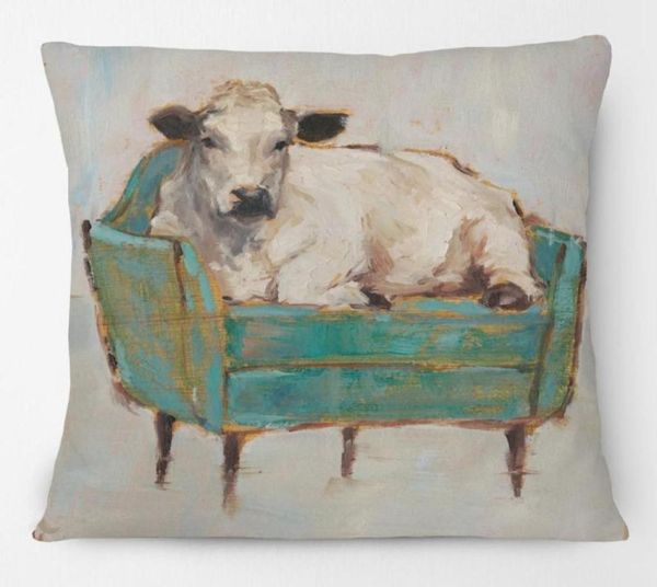 Cushion Decorative Pinte de almohada Vaca animal en el sofá sofá cubiertas de cojines en el hogar CasecushionDecorative 4122334