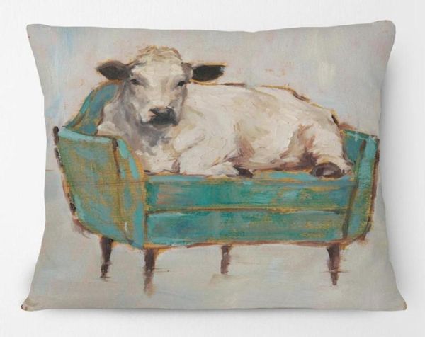 Cushion Decorative Pinte de almohada Vaca animal en el sofá sofá cubiertas de cojines en el hogar CasecushionDecorative 4315707