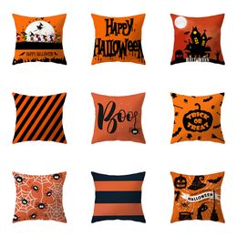 Coussin décoratif oreiller joyeux Halloween horreur citrouille araignée motif imprimé housse de coussin maison salon canapé décoration carré 230922