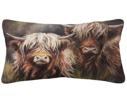 CushionDecorative Pillow Highland Cow Horse Cushion Covers Animal Painting Beige Linnen Case 30x50cm Sofa Decoration6213167