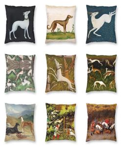 CushionDecorative Pillow Medieval Greyhound Sihthound Hunt Square Throw Case Home Decoratieve whippet hondenkussen Cover voor Sofacu1054358