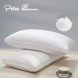 Cojín almohada decorativa Peter Khanun 2 piezas almohadas de plumón de ganso cama para dormir protección del cuello rebote lento 100% funda de algodón 231216