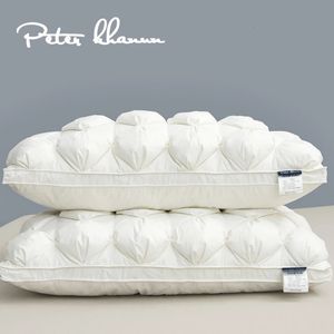 Coussin décoratif Peter Khanun Oreillers en plumes d'oie de luxe Design à plis pincés Protection du cou King Queen Bed 100% coton 063 1 pièce 231216