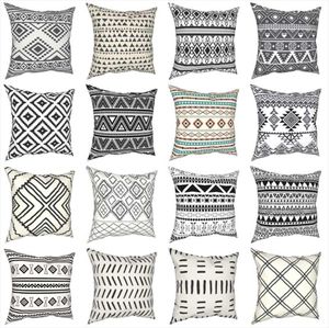 KussenDecoratief Kussen Retro Boheems Patroon Zwart Wit Hoesjes Tribal Geometrisch Boho Etnisch Kussenhoes Decor Kussensloop Voor5011570