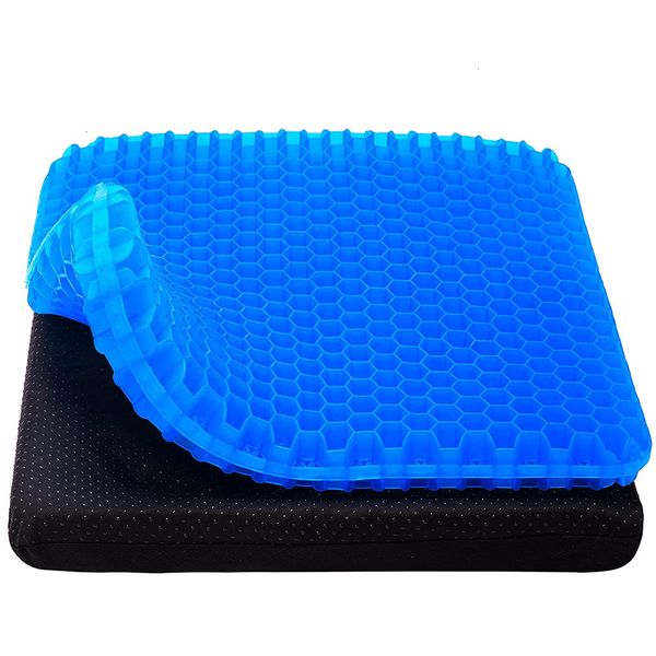 Coussin Oreiller décoratif Coussin de siège en gel d'été Conception en nid d'abeille respirante pour soulager la pression du dos Douleur au coccyx - Chaise de bureau à domicile Fauteuil roulant de voiture 230925