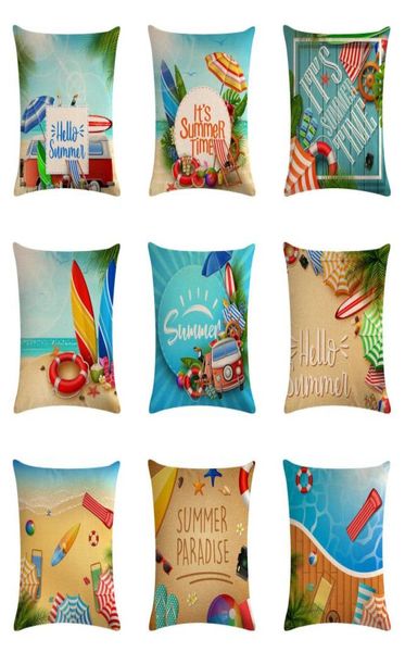 Cushiondedecorative Oreiller Summer Sun Beach Emballage Couvre-coussin Coussin canapé-lit Décoration de la maison 45x45cm9527005