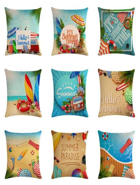 Cushiondedecorative Oreiller Summer Sun Beach Emballage Couvre-coussin Coussin canapé-lit Décoration de la maison 45x45cm7893077