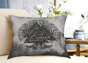 Coussin décoratif oreiller Valknut et arbre de vie Yggdrasil jeter étui Vikings coussin pour la maison canapé chaise décoratif câlin oreiller c6707291