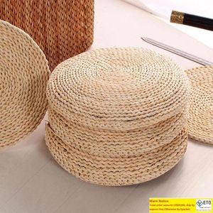 CushionDecoratieve pilownatural stro rond pouf tatami kussen weven handgemaakte vloer Japanse stijl met zijden wadding