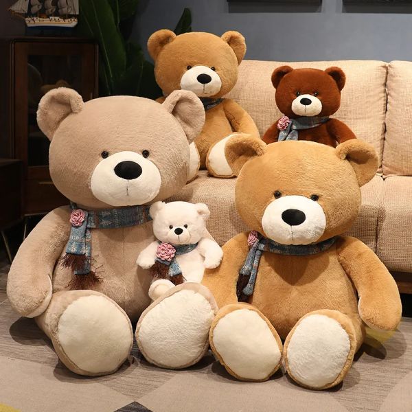 Cojines 120 cm Nuevo Kawaii Hot 4 Colors Beaty Bear con bufanda Animal relleno Bear Juguetes Feys Doll Almoh