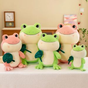 Coussins 1pc new lotus grenouille peluche jouets mignon petit saut grenouille de poupée calibre d'anniversaire cadeau en gros de petits jouets