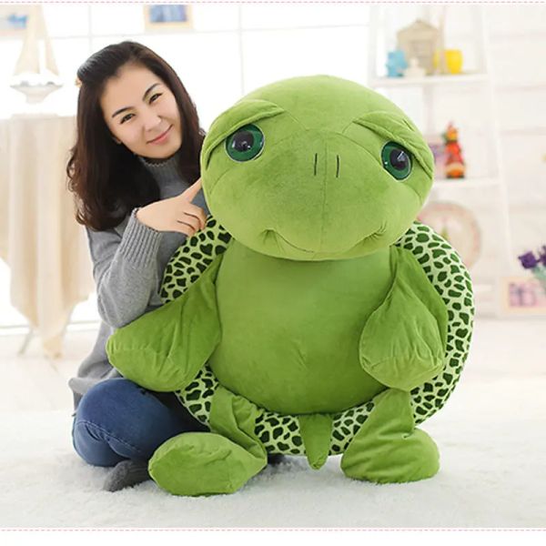 Coussins 20100cm mignon super green big yeux de tortue farce tortue tortue animal peluche jouet boy fille cadeau d'anniversaire