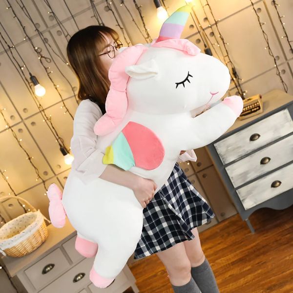 Coussins 25100cm 4 couleurs géant licorne peluche peluche licorne douce poupées animaux cheval jouets pour garçons fille oreiller cadeaux d'anniversaire