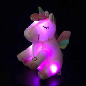 Coussins 25 cm mignon luminaire luminaire licorn toys beaux poupées en peluche en peluche