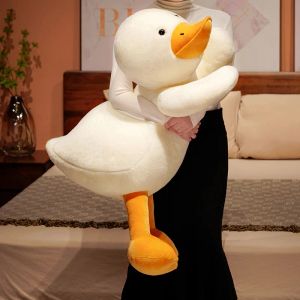 Kussens 60100cm nieuwe gigantische witte eend pluche speelgoed schattig groot zacht slaapkussen kawaii big goose kussen gevulde dierenpop home decor