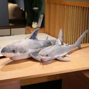 Kussens 60140 cm kawaii Great White Shark Gevulde dier speelgoed Shark Pillow Plush Toys Hoge kwaliteit Anime Gift Doll For Kid Children Toys