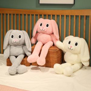 Kussens 80/100 cm Hot Selling Creative Pull Ear Rabbit Plush Toys Kawaii Bunny Doll Soft Stuffed Animal Sleep Pillow Kids Birthday Gifts