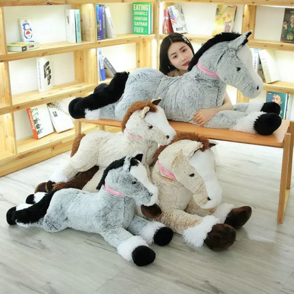 Coussins 90120cm taille géante cheval de dessin animé jouets en peluche peluche poupée garçons filles cadeau d'anniversaire maison