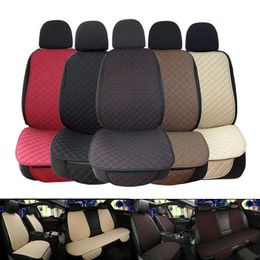 Coussins Housse de siège de voiture Accesorries Flax Summer Protect Coussin Protecteur Avant Arrière Ensemble complet Véhicule Fournitures Auto Intérieur Universel AA230520