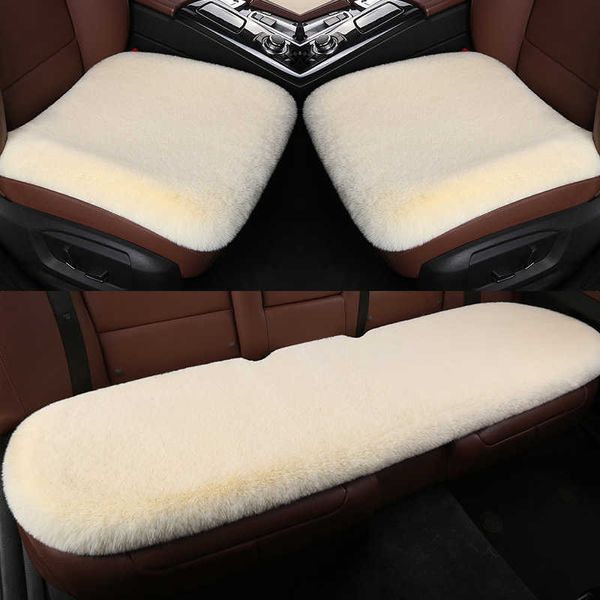 Cojines Funda Invierno Cálido Felpa Esponjosa Asiento Delantero Trasero Capas de piel de lana Conjunto de cojines Cojín de algodón Interior del coche AA230520