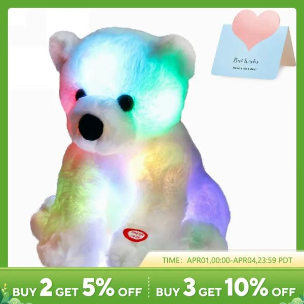 Coussins Glow Guards 25cm Bear Polar LED Light Light Plux Pollow Doll White en peluche Blocs Oreillers pour les cadeaux d'anniversaire pour filles