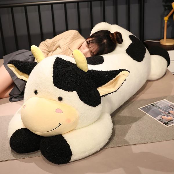Coussins chauds 1pc 90cm / 110cm belle vache à lait jouets en peluche dessin animé peluche animaux poupées oreiller de couchage pour bébé filles cadeaux d'anniversaire