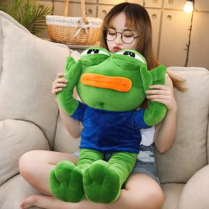 Cushions Hot New 1pc 5090cm Expresión cutemágica Pepe The Frog Sad Plush 4 Chan Meme Molls Relleno Animal Juguete Kawaii Regalo para niñas Niños