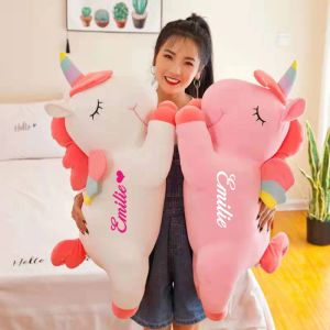 Kussens gepersonaliseerd 30 cm 60 cm schattige eenhoorn pluche speelgoed hoge kwaliteit roze paarden zoete meisje thuis decor slaapkussen cadeau voor kind