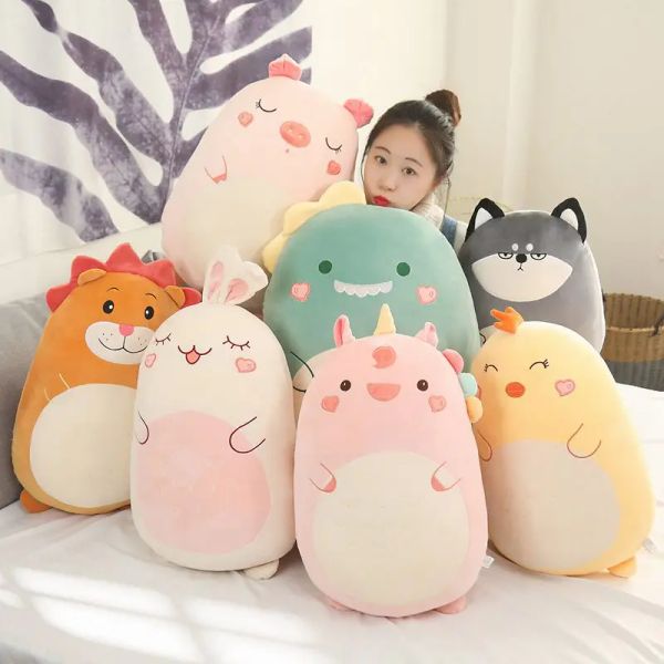 Cojines Squish Almohada Juguete de peluche Animal Kawaii Unicornio Dinosaurio León Suave Almohada grande Buddy Cojín relleno Regalo de San Valentín para niños Niña