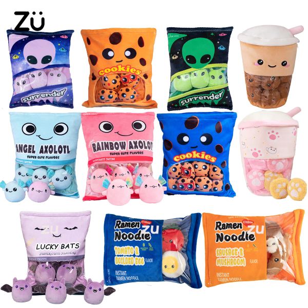 Cojines ZU Una bolsa de bocadillos Almohada Galletas Puffs Peluche Juguete Niños Cumpleaños Regalo de Navidad Animal de peluche Koala Axolotl Abrazo Almohada