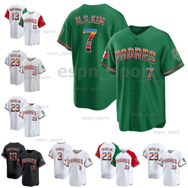 Cusom 23 Tatis Jr. Padres México Jersey de béisbol Noche Juan Soto Manny Machado Ha-Seong Kim Jake Cronenworth Xander Bogaerts Blake Snell Tony Gwynn Camisetas