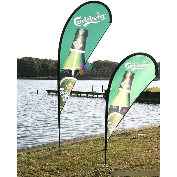 Cusotm Outdoor Beach Feather Teardrop Sports Event Display Drapeau de vent, Drapeau publicitaire, Arc mât de drapeau, Drapeau de salon commercial d'événement sportif, Drapeau d'affichage d'exposition