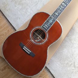 Custom 000 Series 39 pouces guitare acoustique touche ébène véritable incrustation de coquille d'ormeau