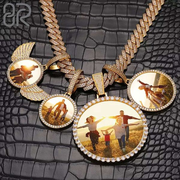 Pendentif personnalisé en or véritable 10K 14K, 1.5 pouces, Style Hip Hop, rond, coupe brillante, VVS Moissanite, bijoux fins