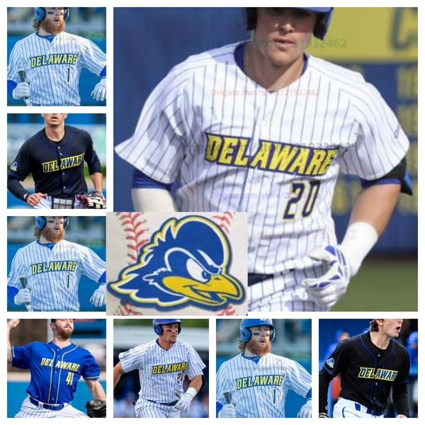 Personnalisé 1 Bryce Greenly Delaware 2 Ayden Frey NCAA College Baseball Mens Jersey tout cousu 9 Jake Dunion 10 Tyler 11 août Chris Dengler 12 Carter Welch 27 Nate Rolka