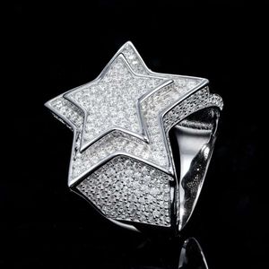 VVS VVS de 10K Custom de 10k Moissanite Star Ring Diamond Hel Out Hip Hop Star Men Ring