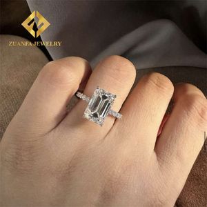 Aangepaste 10K echte witte gouden bruidsjuwelenset 3Ct Emerald Moissanite Diamond Engagement Band Ring dames