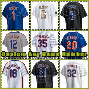 12 Maillots Francisco Lindor Mets 18 Darryl Strawberry 6 Starling Marte 20 Pete Alonso New Yorks 9 Brandon Nimmo 32 Daniel Vogelbach McNeil 31 Mike Piazza Dwight Gooden