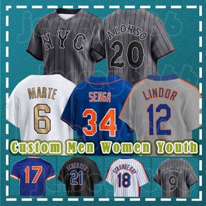 12 Francisco Lindor Mets Jerseys Darryl Strawberry Starling Marte Pete Alonso New Yorks Brandon Nimmo Daniel Vogelbach Edwin Diaz McNeil Mike Piazza Dwight Gooden