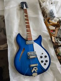 Custom 12 cordes 330 bleu guitare électrique 21 frettes corps semi creux 2 micros grille-pain