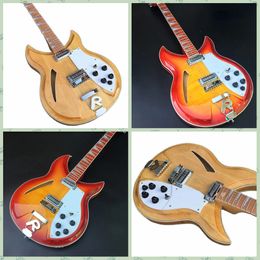 Guitarra eléctrica personalizada de 12 cuerdas 381, cuerpo semihueco, tostadora de bobina simple vintage con tapa en cigüeña