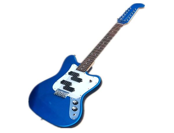 12 cuerdas personalizados Jagu metal azul eléctrico guitarra HH Pickups Basswood Cuerpo de arce Mapebo de maple Azul Entreñimiento9290120