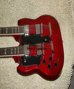 Guitarra de doble cuello de doble cuello personalizado guitarra eléctrica de doble cuello con mano en rojo 612 cuerdas A67895270149