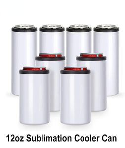 Personalizado 12 oz Universal 4 en 1 Cerveza delgada Doble pared Acero inoxidable Con aislamiento al vacío Sublimación Enfriador en blanco Lata sxa257000662