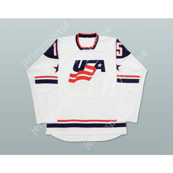 Maillot de hockey blanc personnalisé de l'équipe nationale des États-Unis 15, nouveau haut Ed S-M-L-XL-XXL-3XL-4XL-5XL-6XL
