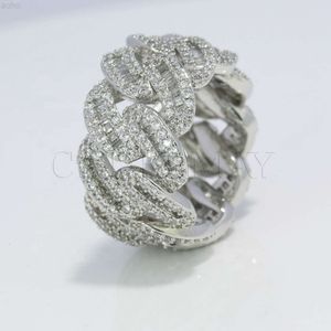 Aangepaste 15 mm breed ontwerp hip hop ring Moissanite d Vvs1 Pass Diamond Tester Silver925 10k 14k 18k Cubaanse ringen band