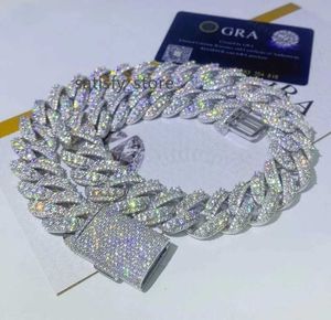 Aangepast 16 mm Iced Out Necklace Diamond Cubaanse ketens 925 SILVER HIPHOP MIAMI MOISSANIET CUBAN LINKKAND