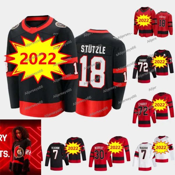 CUSTOM # 18 Tim Stutzle Reverse Retro Jersey Sénateurs 28 Claude Giroux 12 Alex Debrincat 7 Brady Tkachuk 72 Thomas Chabot 31 Anton pour maillot de glace