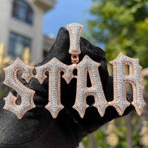 Pendentif personnalisé en or 18 carats avec lettres de Mossanite et nom, argent 925 Vvs Moissanite Hip Hop, bijoux fins personnalisés faits à la main